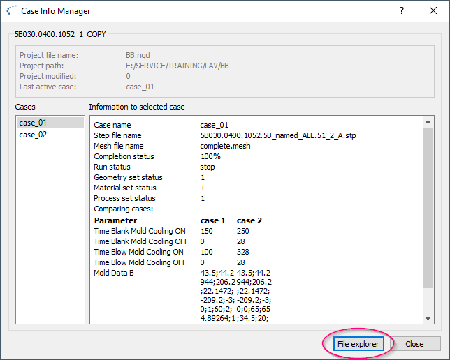 Opening File Exploprer in CaseInfoManager Dialog