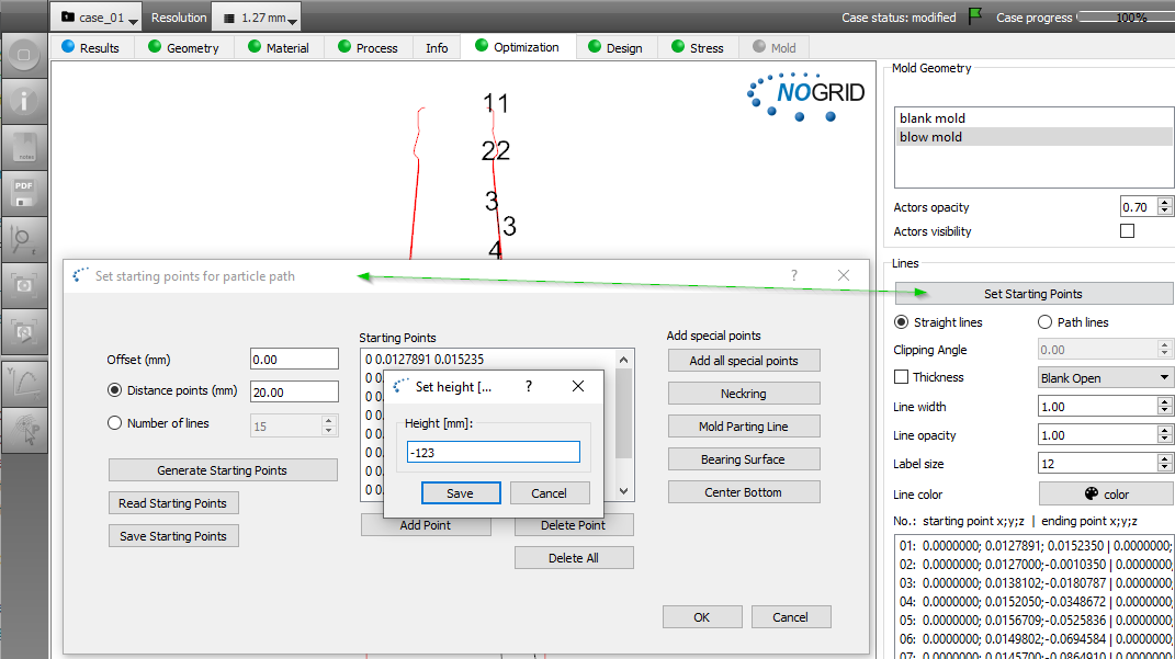 Optimization tracking points