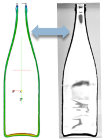 Comparison real and computed container