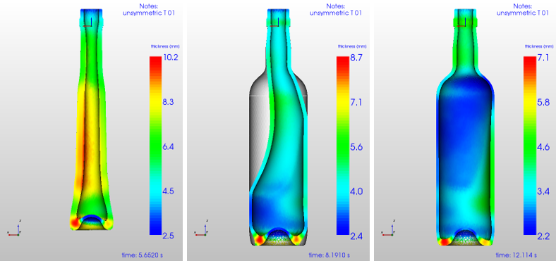 Simulation blow and blow process: non-symmetric conditions