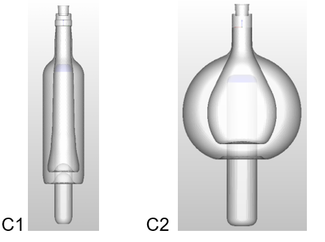Container forming bottle geometry