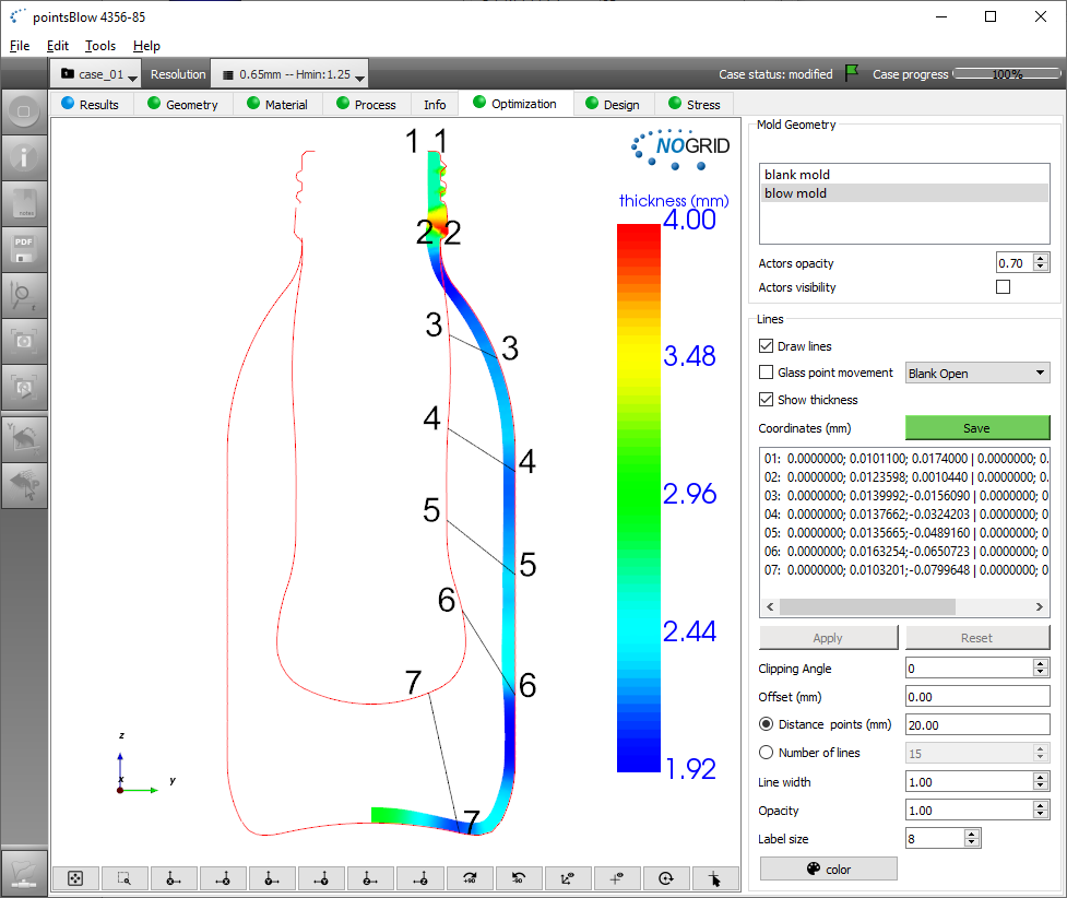 Symmetric Container Forming Simulation thickness
