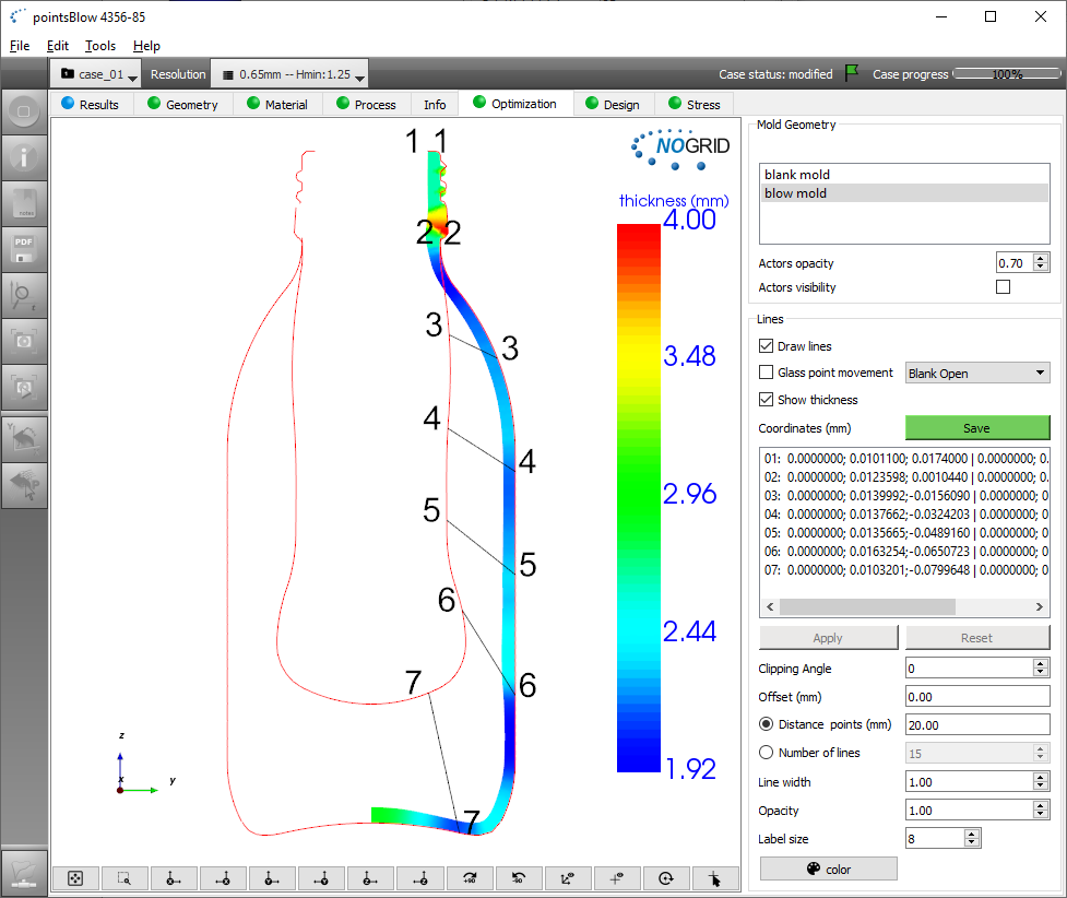 Movement glass from blank to blow mold in NOGRID pointsBlow simulation software