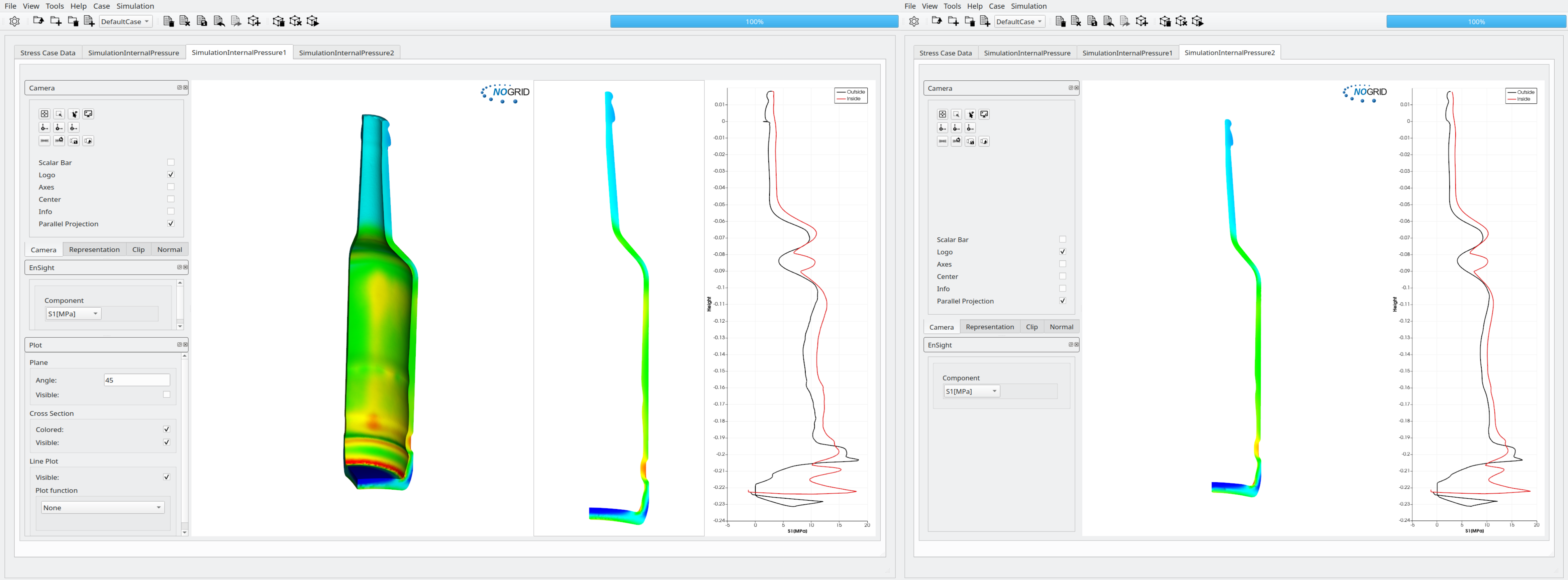 Non-symmetric and symmetric container forming simulation in NOGRID pointsBlow software