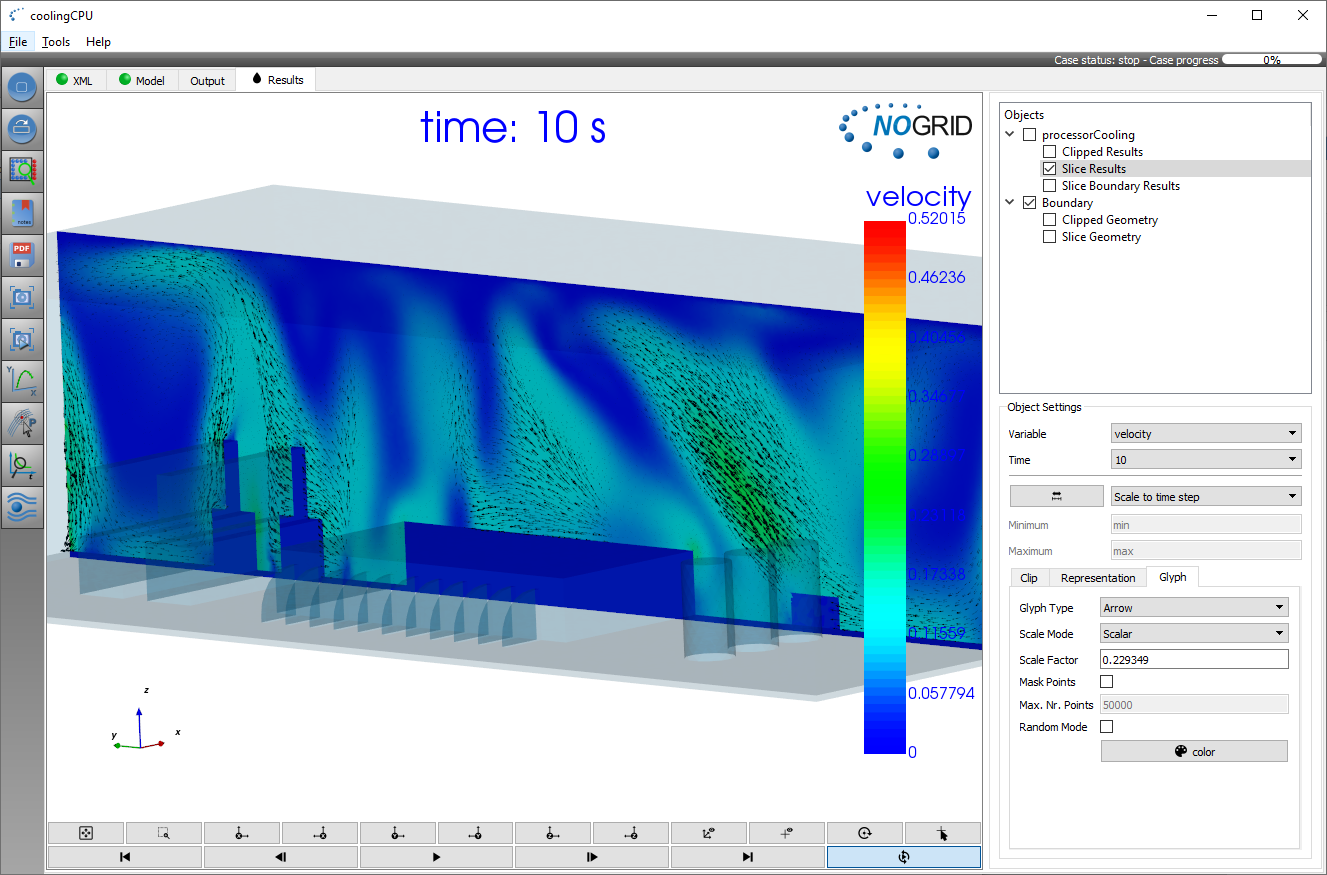 Simulation Results Cooling Mainboard within NOGRID points' GUI