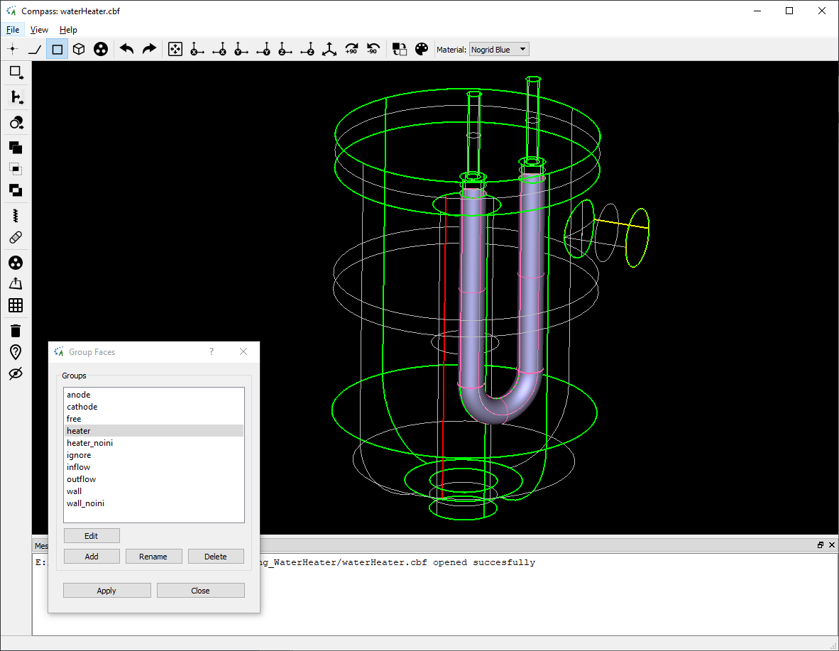CAD model electrical heating water groups in NOGRID's COMPASS