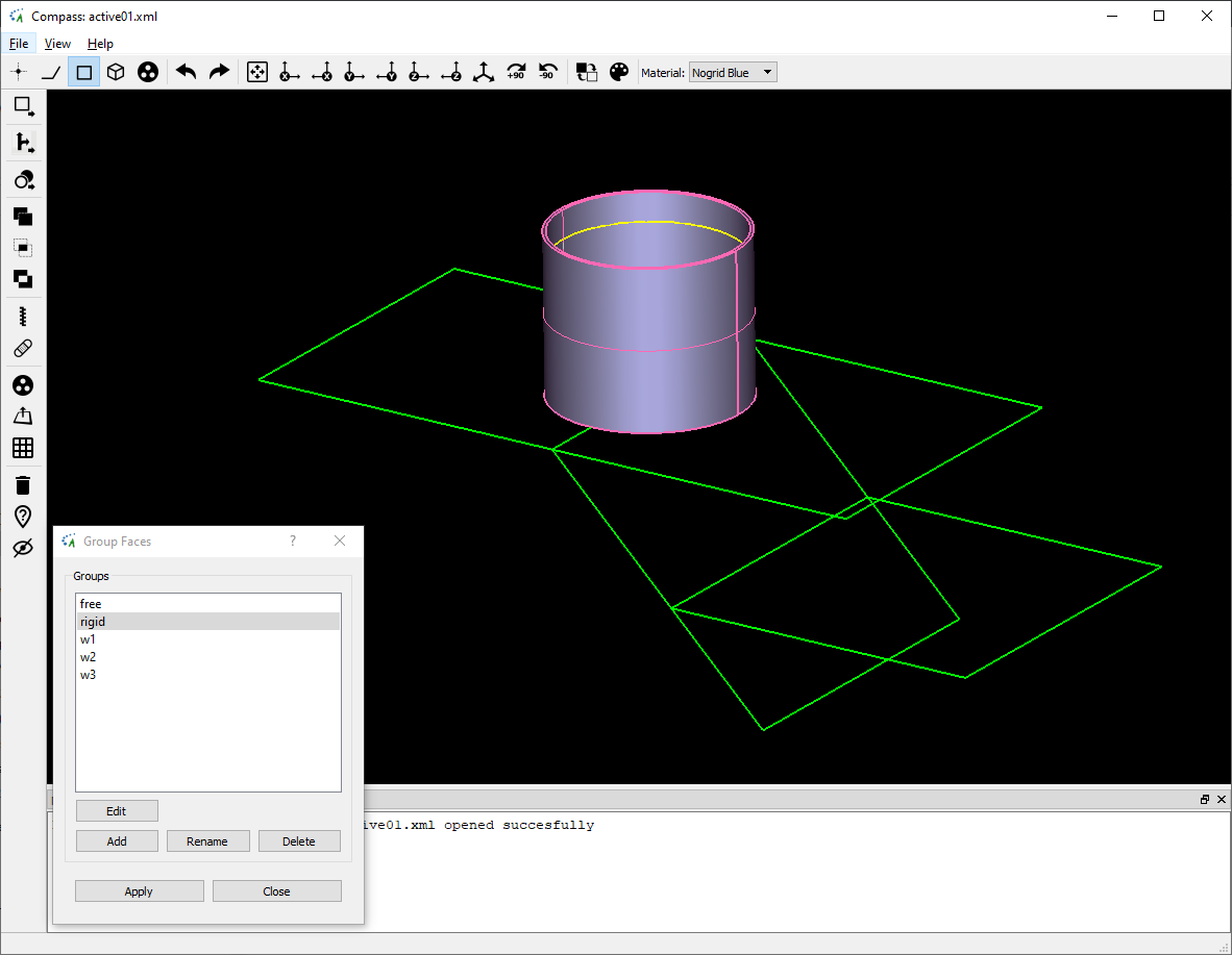 CAD creating groups for the 3D sliding cup case in NOGRID's COMPASS