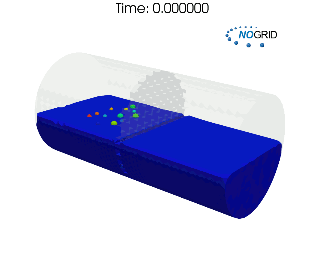 Animation FSI 3D Wasserfilter-Fall