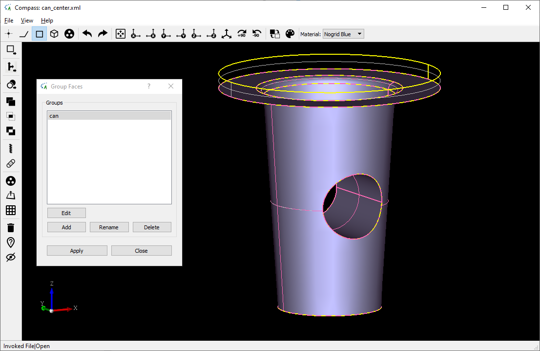 CAD model cup created in NOGRID's COMPASS