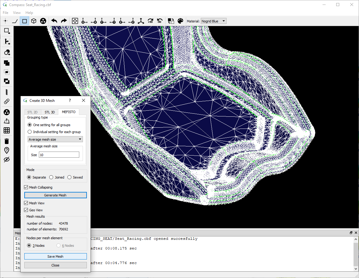 Rennsitz CAD-Modell in NOGRIDs COMPASS