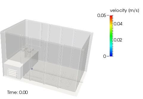 Animation refrigerator PUR foaming with needle as injector in NOGRID points software