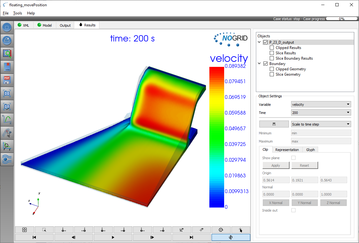 Simulation Floaten Flachglas Temperaturverteilung im stationären Zustand