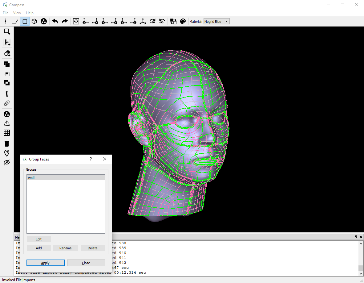 CAD-Modell menschlicher Kopf in NOGRIDs COMPASS