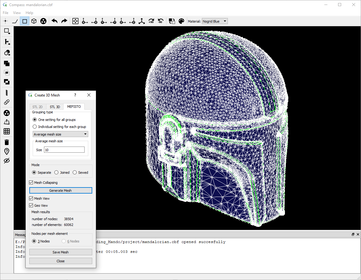 CAD groups and surface mesh injection molding mandalorian helmet