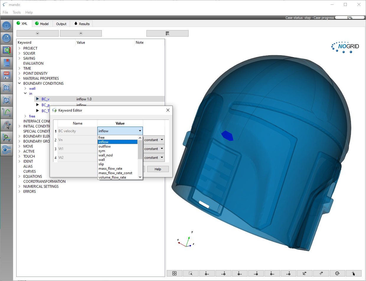 Injection molding Mandalorian helmet GUI setup and initial conditions