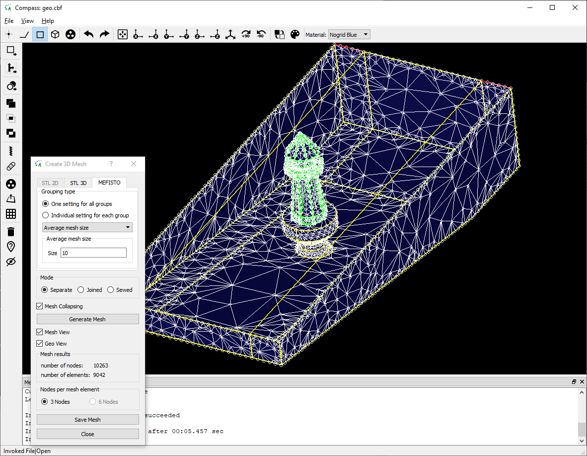 CAD model and mesh water wave around lighthouse created in NOGRID's COMPASS