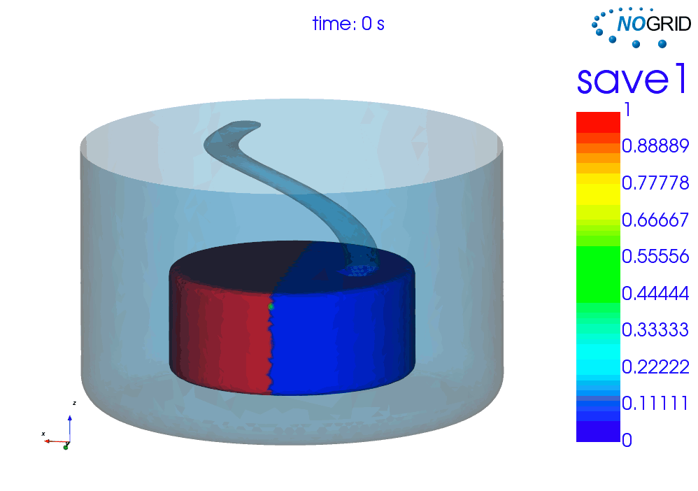 Animation Rührer mit Knethaken, berechnet mit NOGRID points CFD Software