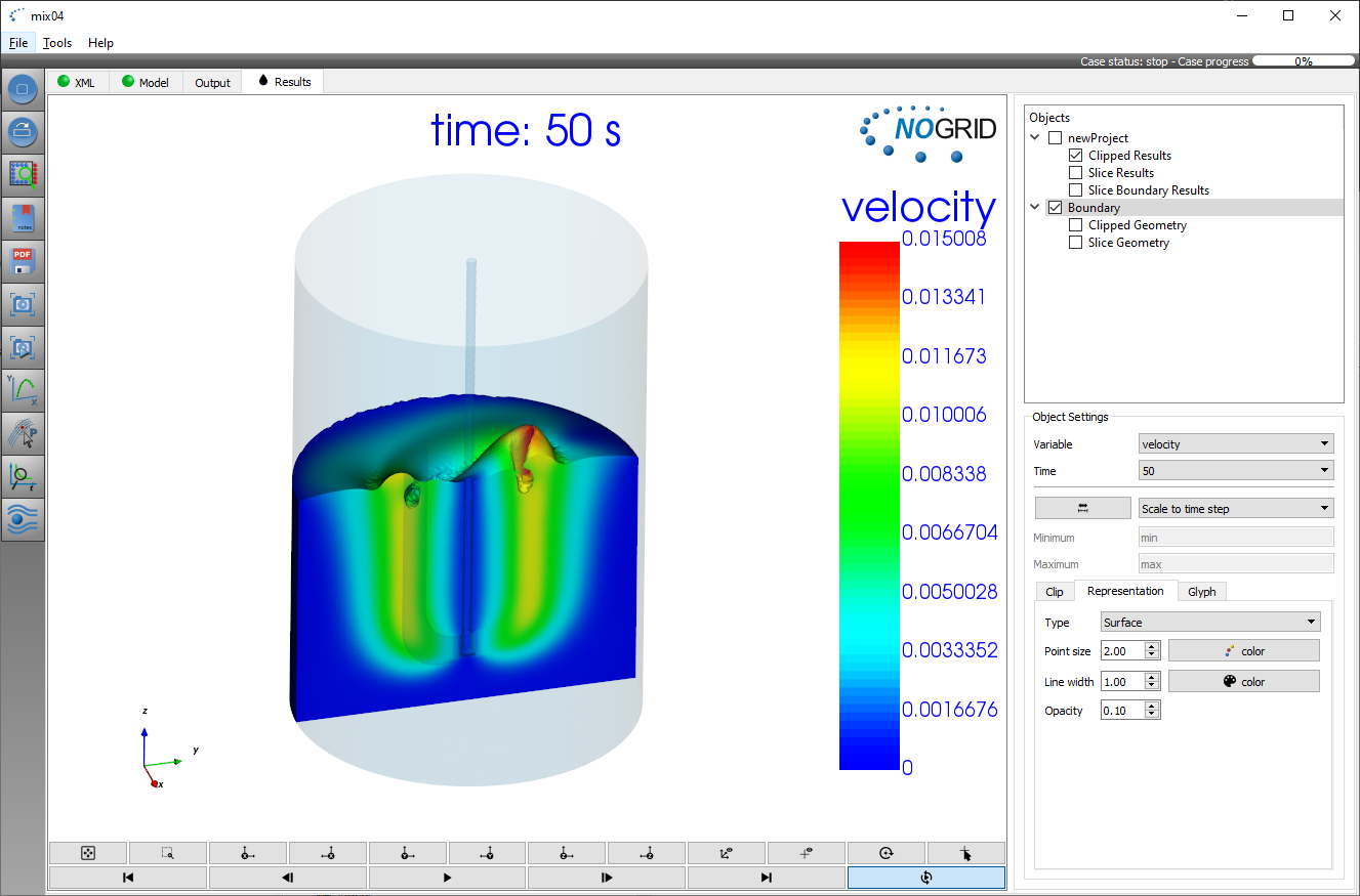 Simulation mixing with anchor stirrer GUI results in NOGRID points