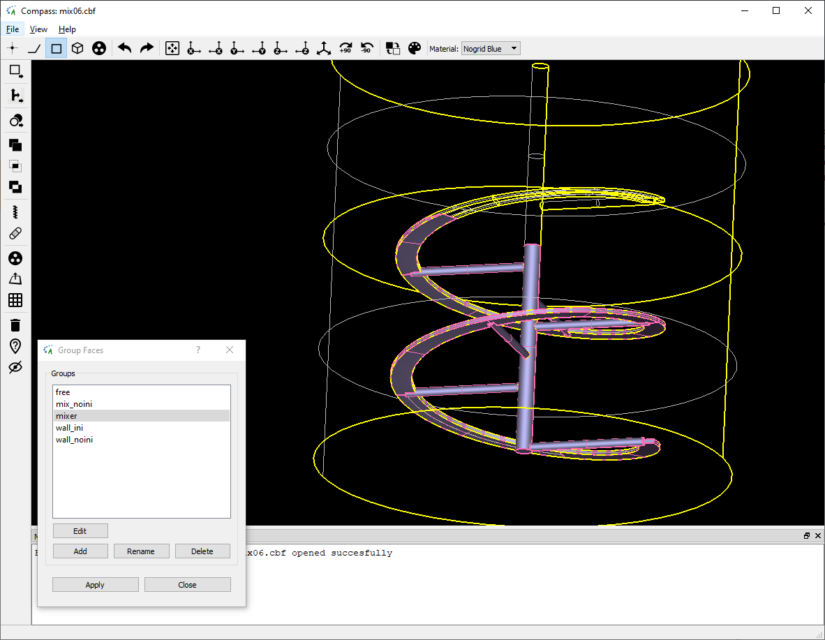 Spiral or screw stirrer CAD building groups in NOGRID's COMPASS