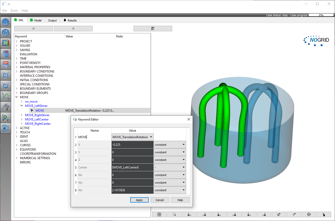 Mixing GUI setup and Initial Conditions