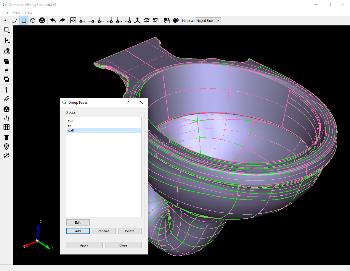 CAD model toilet groups created in NOGRID's COMPASS