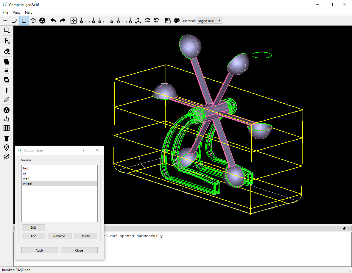 CAD-model water wheel building the groups in NOGRID's COMPASS